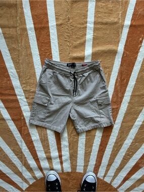 Men's Casual Drawstring Cargo Shorts - Light Khaki